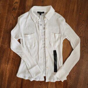 NWT / Banana Republic / Soft Ribbed Knit Button-Down Shirt / White / Size XS